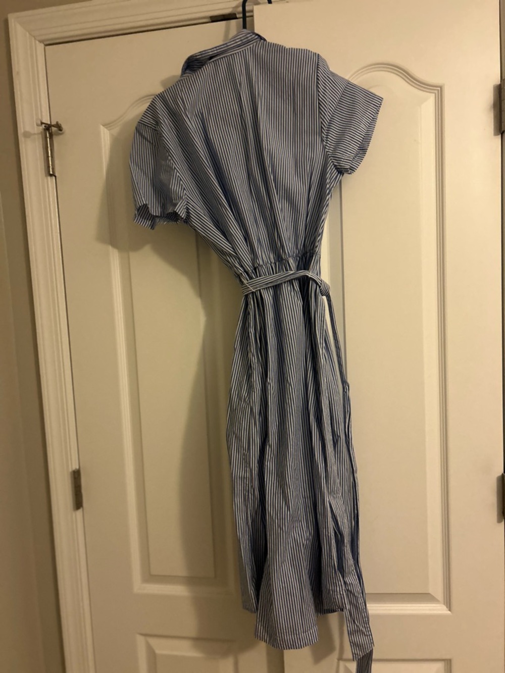 J Crew Button-Front Blue & White Stripe Shirt Dress with Belt Size 8 - Picture 5 of 8